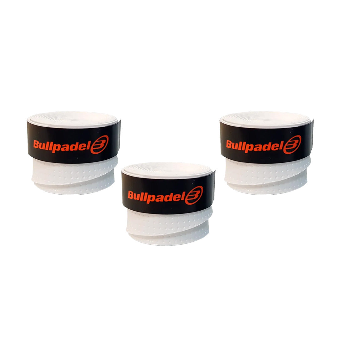 Bullpadel Set of 3 Overgrips, White, Silicone, Excellent Grip